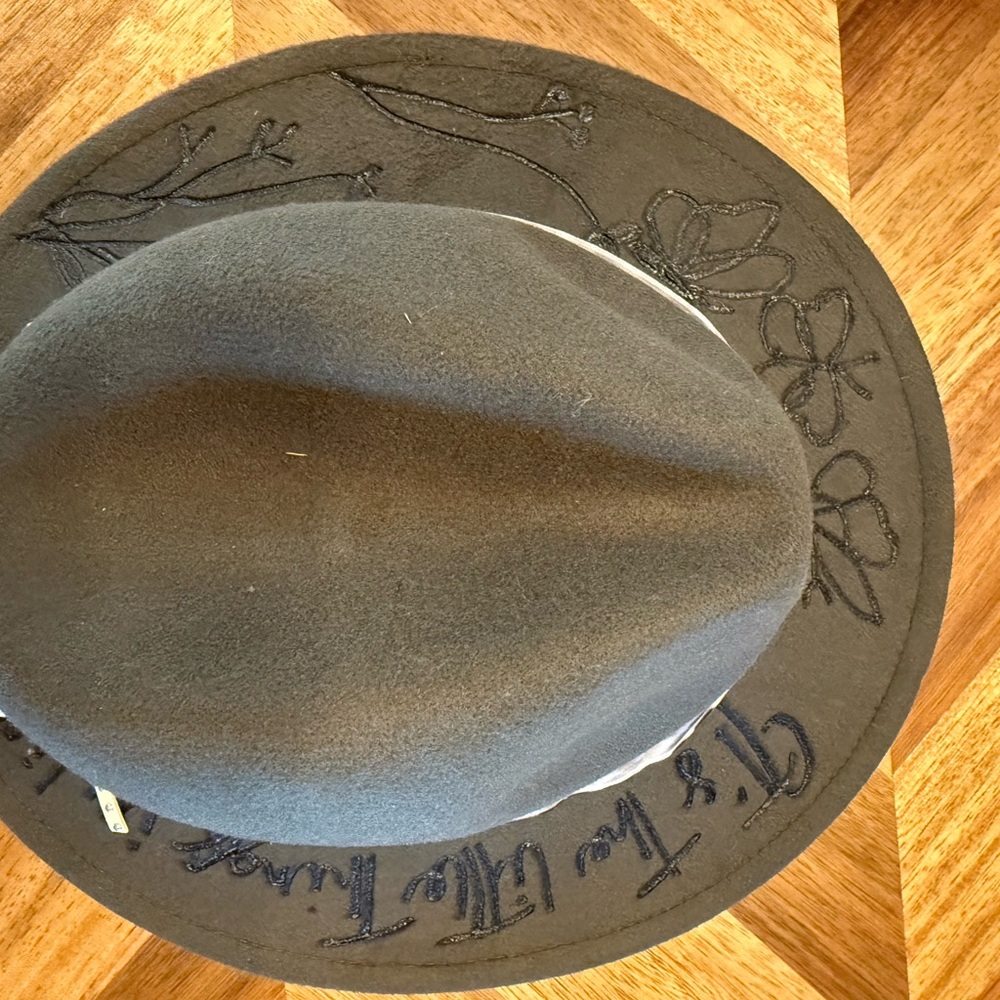 Gray Embroidered Hat